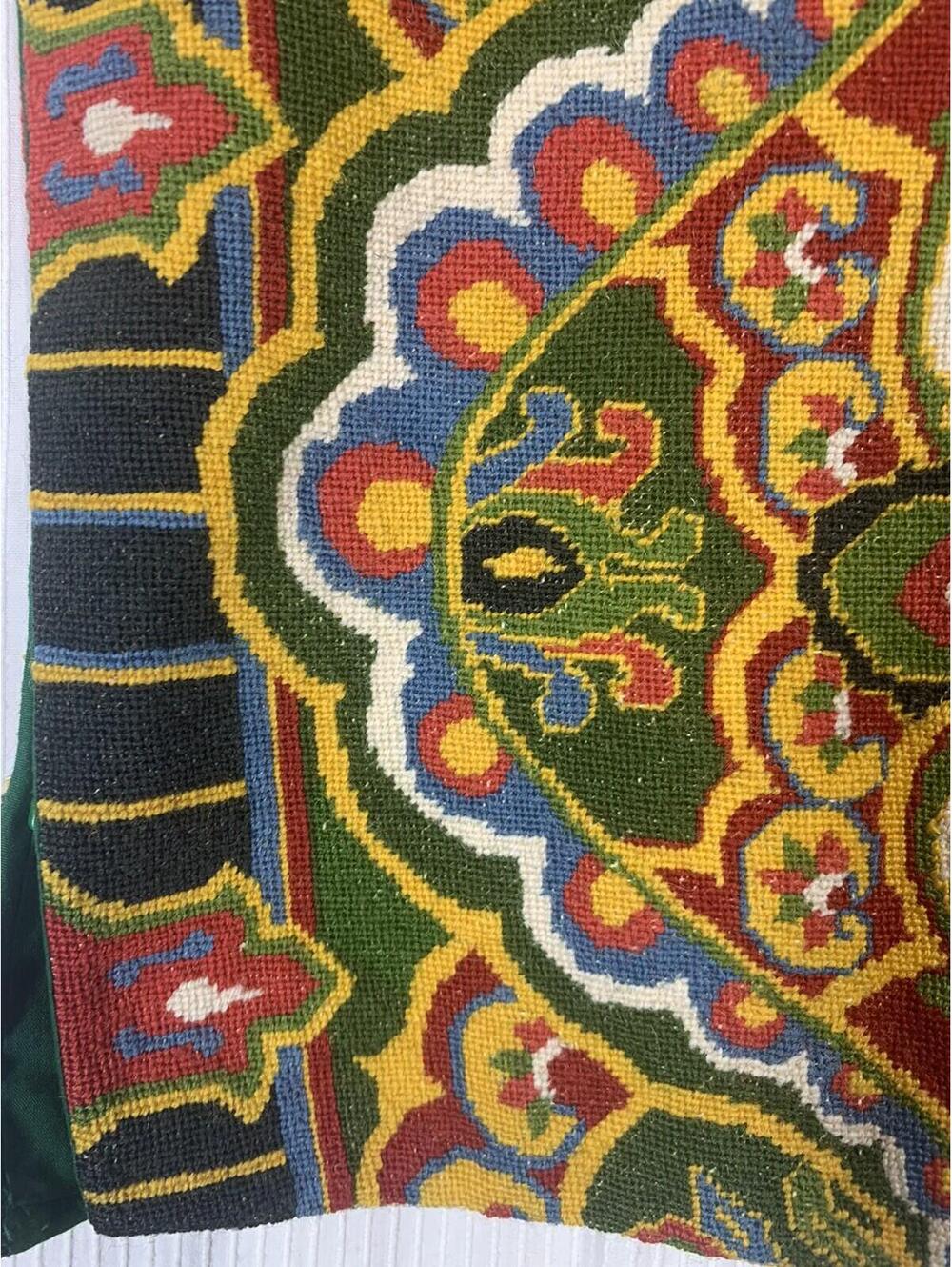 Vtg 60s Needlepoint Shirt Petit Point Hand Embroidered M L OOAK Textile Art Folk - Picture 3 of 15